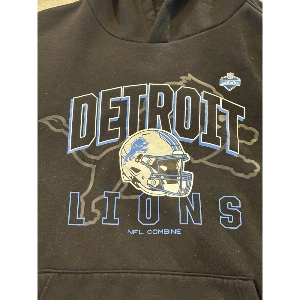 Detroit Lions SWEATSHIRT Hoodie BLACK Combine Training NFL Team Apparel Mens XL